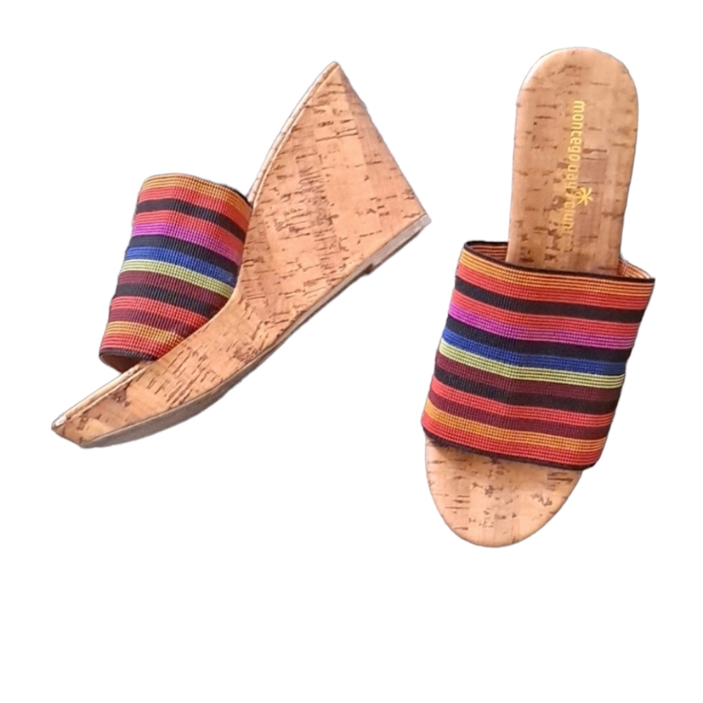 Montego bay club multicolored cork wedges , 7.5